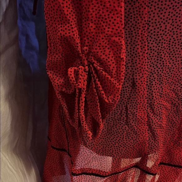 ZOE Red and black Button-Up sheer shirt dress - Picture 3 of 5